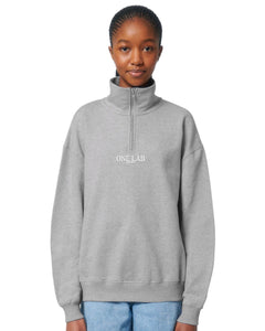 ONÉ LÅB SWEATER MIT REISSVERSCHLUSS I HEATHER GREY