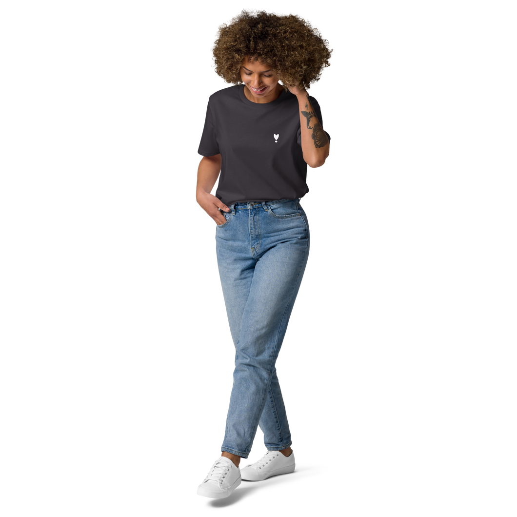 HEART BIO BAUMWOLL T-SHIRT ANTHRACITE